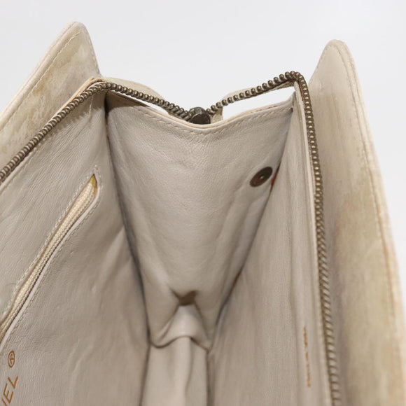 CHANEL Matelasse Chain Shoulder Bag Lamb Skin Beige Gold CC Auth 152441