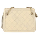 CHANEL Matelasse Chain Shoulder Bag Lamb Skin Beige Gold CC Auth 152441-13
