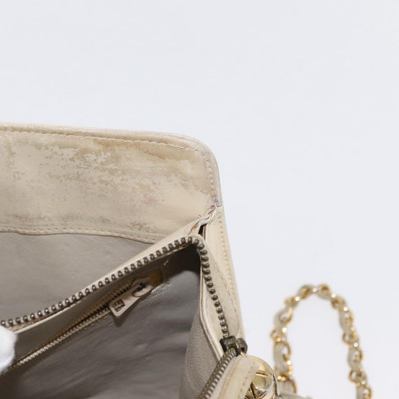 CHANEL Matelasse Chain Shoulder Bag Lamb Skin Beige Gold CC Auth 152441