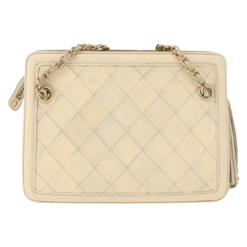 CHANEL Matelasse Chain Shoulder Bag Lamb Skin Beige Gold CC Auth 152441 - 0