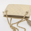 CHANEL Matelasse Chain Shoulder Bag Lamb Skin Beige Gold CC Auth 152441-6