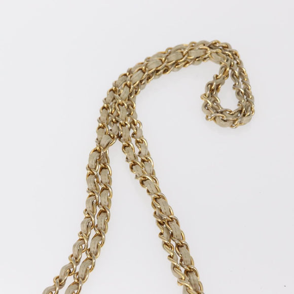 CHANEL Matelasse Chain Shoulder Bag Lamb Skin Beige Gold CC Auth 152441