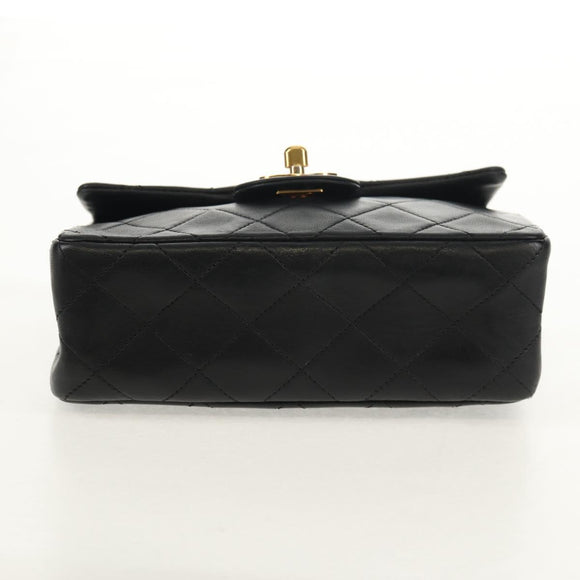CHANEL Matelasse 17 Chain Shoulder Bag Lamb Skin Black Gold CC Auth 152446AV