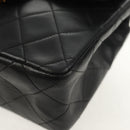 CHANEL Matelasse 17 Chain Shoulder Bag Lamb Skin Black Gold CC Auth 152446AV-12