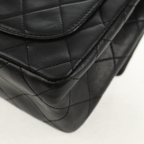 CHANEL Matelasse 17 Chain Shoulder Bag Lamb Skin Black Gold CC Auth 152446AV