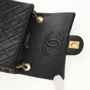 CHANEL Matelasse 17 Chain Shoulder Bag Lamb Skin Black Gold CC Auth 152446AV-16