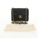CHANEL Matelasse 17 Chain Shoulder Bag Lamb Skin Black Gold CC Auth 152446AV-26