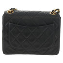 CHANEL Matelasse 17 Chain Shoulder Bag Lamb Skin Black Gold CC Auth 152446AV-3