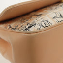 CHANEL Choco Bar Line Chain Bag Leather Cotton Beige Gold CC Auth 152448V-16