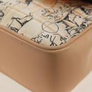 CHANEL Choco Bar Line Chain Bag Leather Cotton Beige Gold CC Auth 152448AV-13