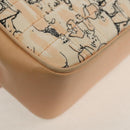 CHANEL Choco Bar Line Chain Bag Leather Cotton Beige Gold CC Auth 152448AV-14