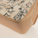 CHANEL Choco Bar Line Chain Bag Leather Cotton Beige Gold CC Auth 152448AV-15