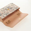 CHANEL Choco Bar Line Chain Bag Leather Cotton Beige Gold CC Auth 152448AV-16