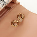 CHANEL Choco Bar Line Chain Bag Leather Cotton Beige Gold CC Auth 152448AV-17