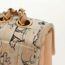 CHANEL Choco Bar Line Chain Bag Leather Cotton Beige Gold CC Auth 152448AV-4