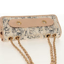 CHANEL Choco Bar Line Chain Bag Leather Cotton Beige Gold CC Auth 152448AV-7