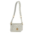CHANEL Matelasse Shoulder Bag Leather Silver Gold CC Auth 152450AV-1