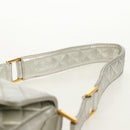 CHANEL Matelasse Shoulder Bag Leather Silver Gold CC Auth 152450AV-10