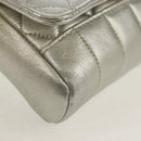 CHANEL Matelasse Shoulder Bag Leather Silver Gold CC Auth 152450AV-12