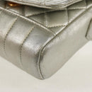 CHANEL Matelasse Shoulder Bag Leather Silver Gold CC Auth 152450AV-13