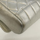 CHANEL Matelasse Shoulder Bag Leather Silver Gold CC Auth 152450AV-14