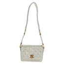CHANEL Matelasse Shoulder Bag Leather Silver Gold CC Auth 152450AV-2