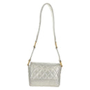 CHANEL Matelasse Shoulder Bag Leather Silver Gold CC Auth 152450AV-3