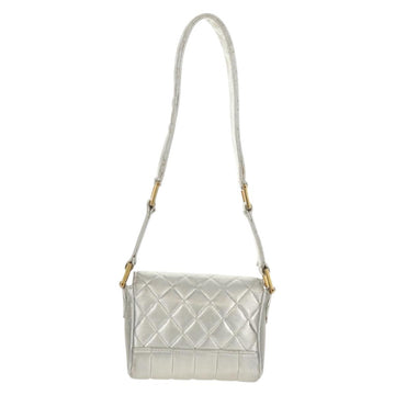 CHANEL Matelasse Shoulder Bag Leather Silver Gold CC Auth 152450SAV - 0