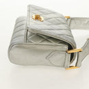 CHANEL Matelasse Shoulder Bag Leather Silver Gold CC Auth 152450AV-5