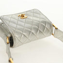 CHANEL Matelasse Shoulder Bag Leather Silver Gold CC Auth 152450AV-6