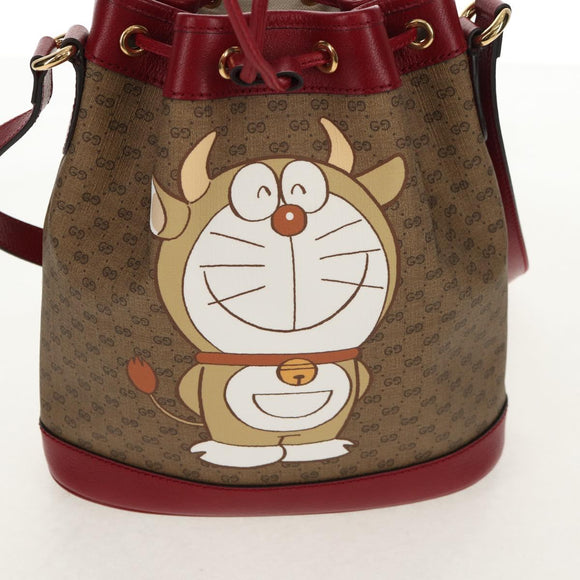 GUCCI Micro GG Supreme Doraemon Collaboration Bag PVC Beige 655597 Auth 152451SM