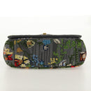 Christian Dior Chain Caro Shoulder Bag cotton Gray Gold Auth 152452AM-10