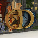 Christian Dior Chain Caro Shoulder Bag cotton Gray Gold Auth 152452AM-16