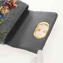 Christian Dior Chain Caro Shoulder Bag cotton Gray Gold Auth 152452AM-17