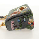 Christian Dior Chain Caro Shoulder Bag cotton Gray Gold Auth 152452AM-4