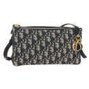 Christian Dior Trotter Canvas Shoulder Bag Navy Silver Auth 152453SM-1