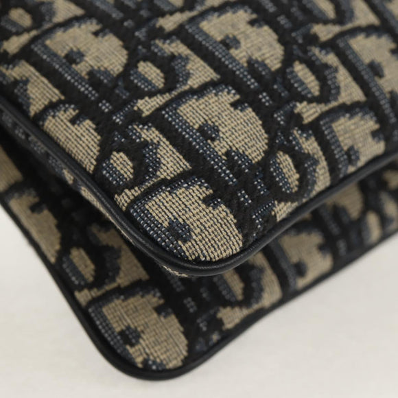 Christian Dior Trotter Canvas Shoulder Bag Navy Silver Auth 152453SM