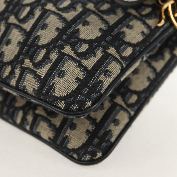 Christian Dior Trotter Canvas Shoulder Bag Navy Silver Auth 152453SM