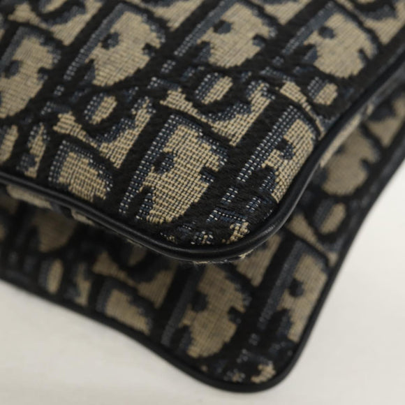 Christian Dior Trotter Canvas Shoulder Bag Navy Silver Auth 152453SM