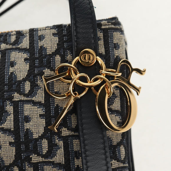 Christian Dior Trotter Canvas Shoulder Bag Navy Silver Auth 152453SM