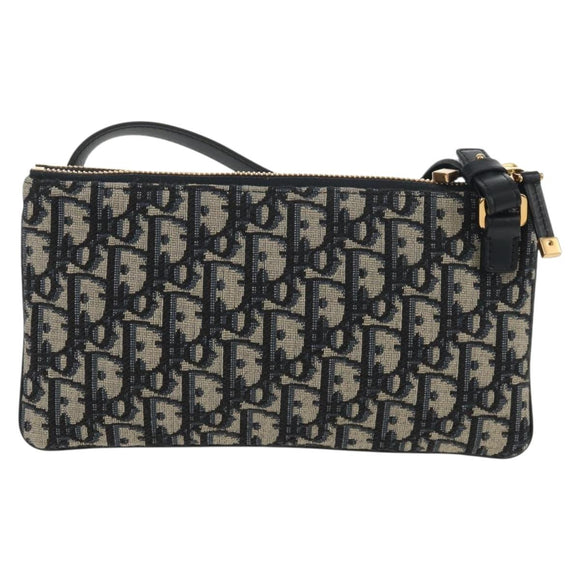 Christian Dior Trotter Canvas Shoulder Bag Navy Silver Auth 152453SM