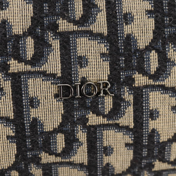 Christian Dior Trotter Canvas Jacquard Lango 50 Bag Navy Silver Auth 152454SM