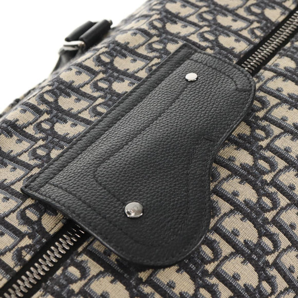 Christian Dior Trotter Canvas Jacquard Lango 50 Bag Navy Silver Auth 152454SM