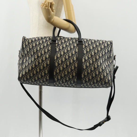 Christian Dior Trotter Canvas Jacquard Lango 50 Bag Navy Silver Auth 152454SM