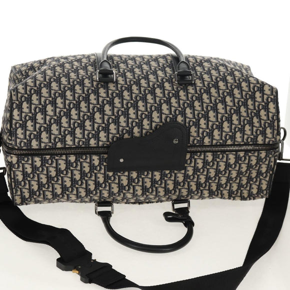 Christian Dior Trotter Canvas Jacquard Lango 50 Bag Navy Silver Auth 152454SM