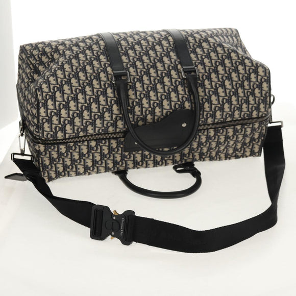 Christian Dior Trotter Canvas Jacquard Lango 50 Bag Navy Silver Auth 152454SM