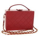 CHANEL Matelasse Chain Shoulder Bag Leather Red Gold CC Auth 152456V-1