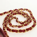 CHANEL Matelasse Chain Shoulder Bag Leather Red Gold CC Auth 152456V-16