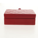 CHANEL Matelasse Chain Shoulder Bag Leather Red Gold CC Auth 152456V-5