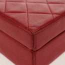 CHANEL Matelasse Chain Shoulder Bag Leather Red Gold CC Auth 152456V-17